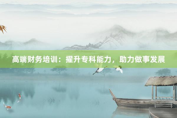 高端财务培训：擢升专科能力，助力做事发展